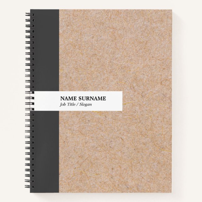 Modern Elegant Kraft Stripe 8.5•11 Spiral Notebook (Front)