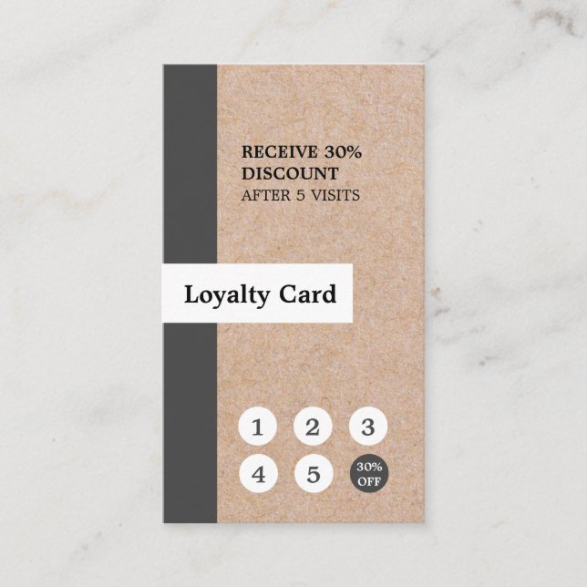 Modern Elegant Kraft Stripe Vertical Loyalty Card (Front)