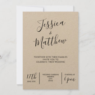 Modern Elegant Kraft Wedding Invitation