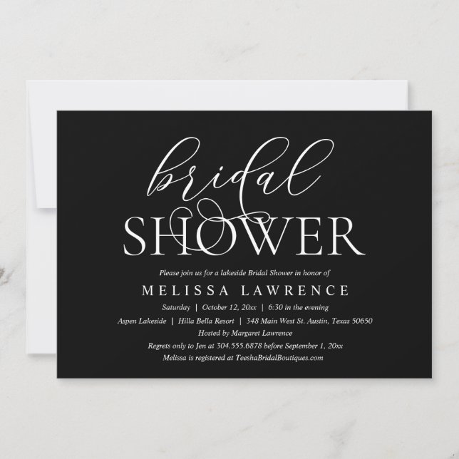 Modern Elegant Lakeside Bridal Shower Celebration Invitation (Front)