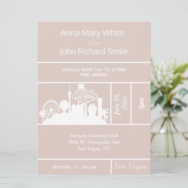 Modern Elegant Las Vegas City Skyline Invitation (Standing Front)