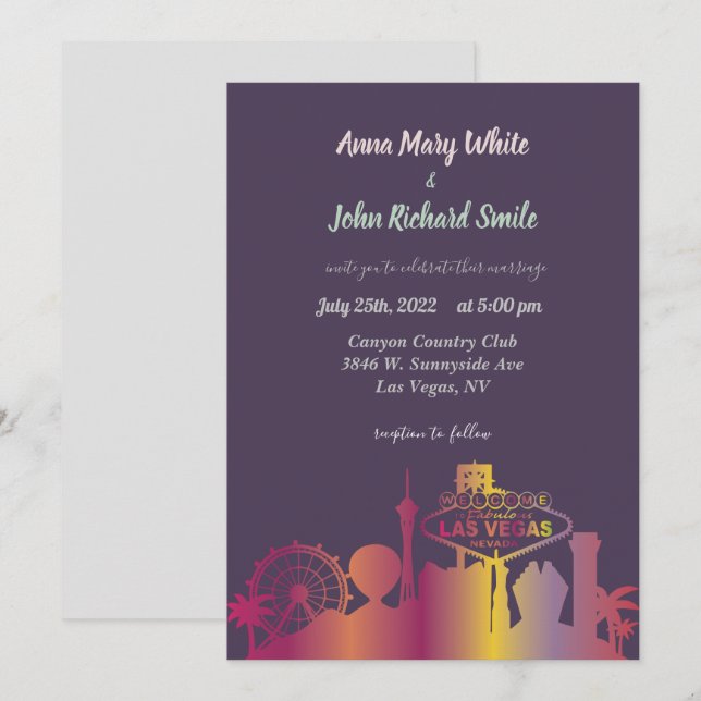Modern Elegant Las Vegas City Skyline Invitation (Front/Back)