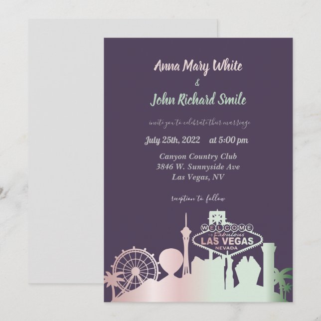 Modern Elegant Las Vegas City Skyline Invitation (Front/Back)
