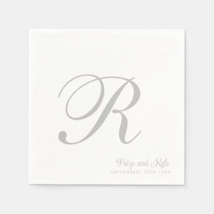 Modern Elegant Last Name Initial Wedding Napkin