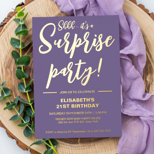 Modern Elegant Lavender 21st Surprise Birthday 