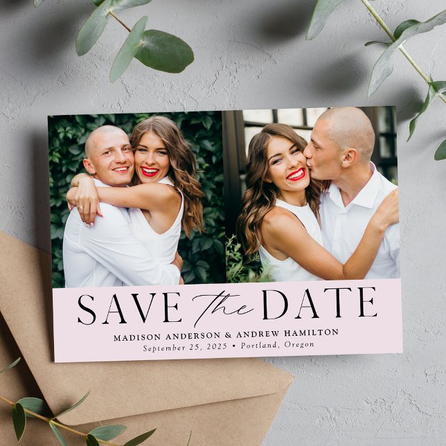Modern Elegant Lavender Purple 2 Photo Save The Date (Creator Uploaded)