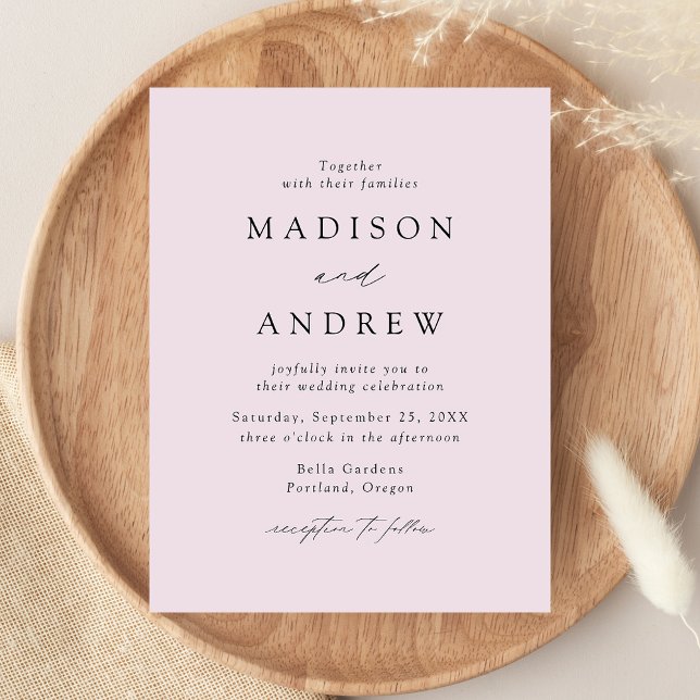Modern Elegant Lavender Wedding Invitation Postcard (Creator Uploaded)
