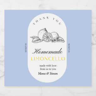 Modern Elegant Lemons Limoncello Wedding Bottle  Liquor Bottle Label
