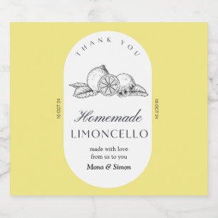 Modern Elegant Lemons Limoncello Wedding Bottle  Liquor Bottle Label