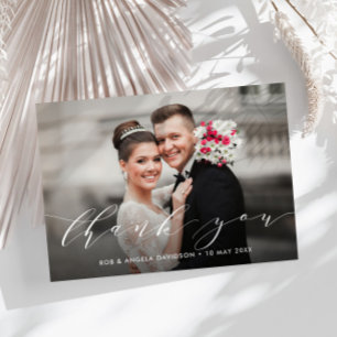 modern elegant lettering wedding thank you  card