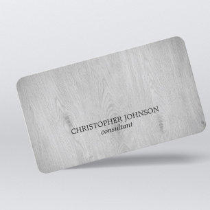 Modern Elegant Light Grey Wooden Consultant Business Card
