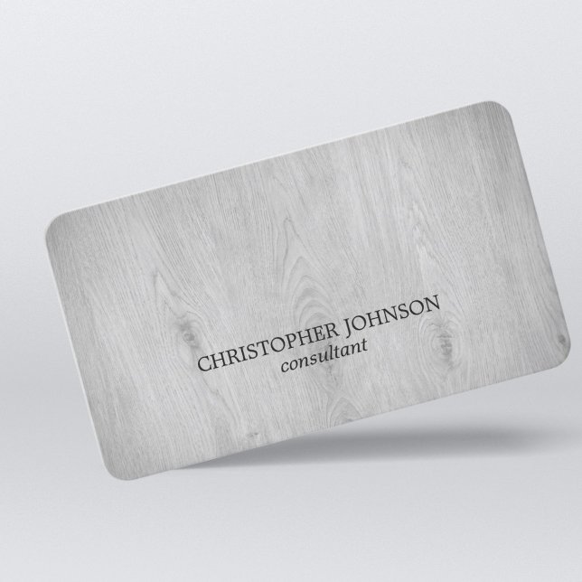 Modern Elegant Light Grey Wooden Consultant Business Card (Creator Uploaded)