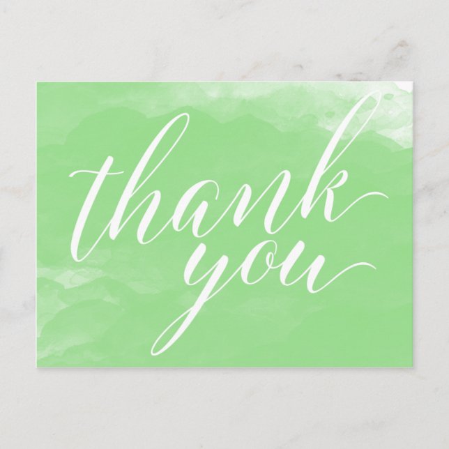 Modern Elegant Lime Green Watercolor Thank You Postcard (Front)