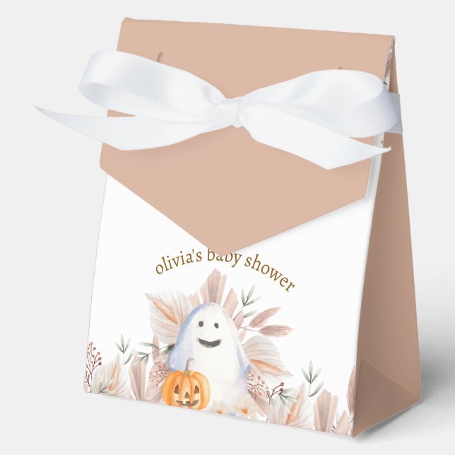 Modern Elegant Little Boo Boho Ghost Baby Shower  Favour Box (Front)