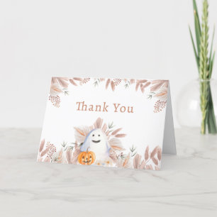 Modern Elegant Little Boo Boho Ghost Baby Shower Thank You Card