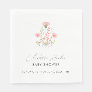 Modern Elegant Little Wildflowers Baby Shower Napkin
