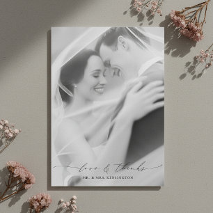 Modern Elegant Love and Thanks Photo Wedding Thank You Card