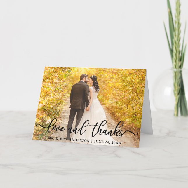 Modern Elegant Love and Thanks | Wedding Fold Card (Front)