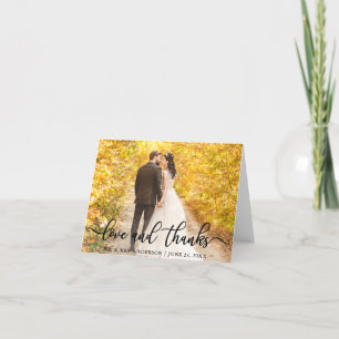 Modern Elegant Love and Thanks Wedding Note Card