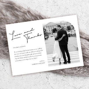 Modern Elegant Love and Thanks Wedding  Thank You Card