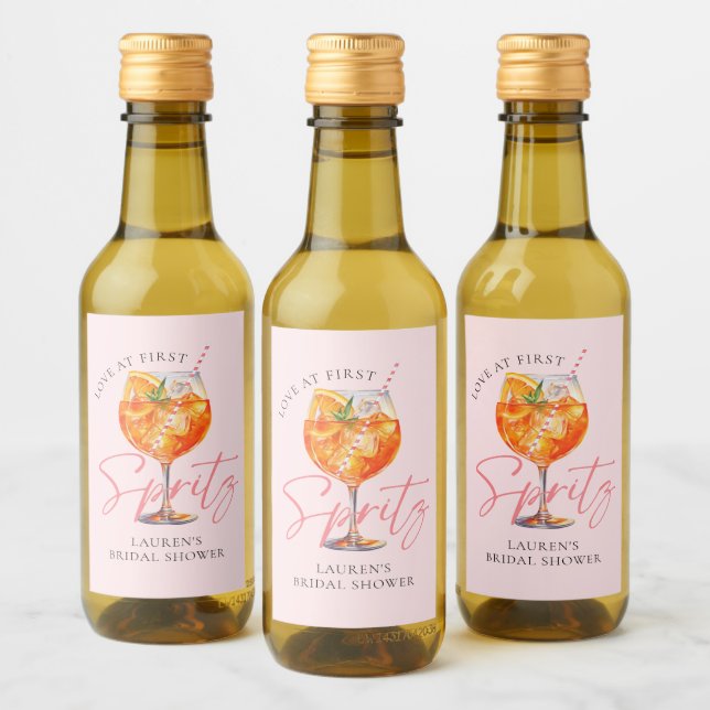 Modern Elegant Love at First Spritz Bridal Shower Wine Label (Bottles)