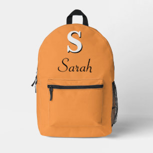 Modern Elegant Lucky Orange Monogram Printed Backpack