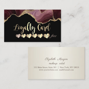 Modern Elegant, Luminous, Hearts Burgundy Agate Loyalty Card