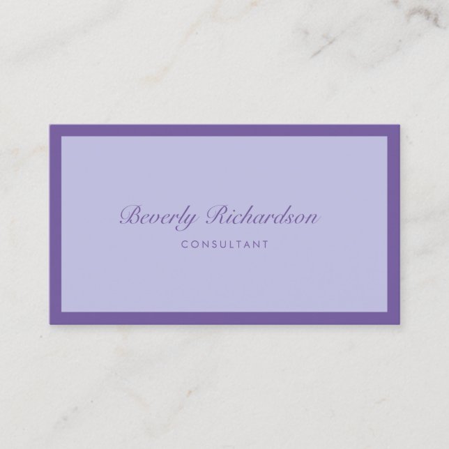 Modern Elegant Luxe Simple Professional Purple Business Card (Front)