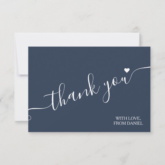 Modern Elegant Luxury Dark Blue Thank You Card (Front)