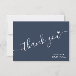 Modern Elegant Luxury Dark Blue Thank You Card
