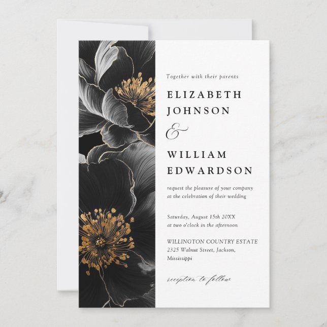 Modern Elegant Luxury Floral QR Code Wedding Invitation (Front)