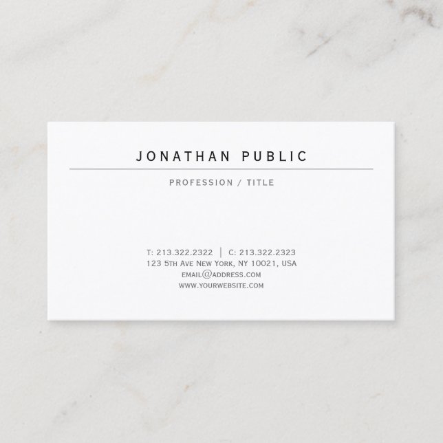 Modern Elegant Luxury Signature UV Gloss Paper Business Card (Front)