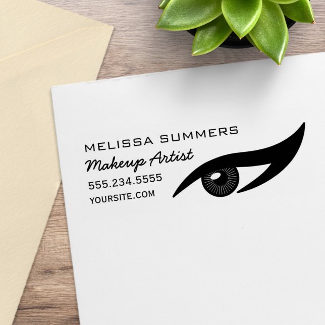 Modern Elegant Makeup Artist Eye Eyeliner Address Rubber Stamp (Creator Uploaded)