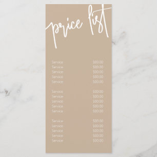Modern Elegant Makeup Artist Price List Menus