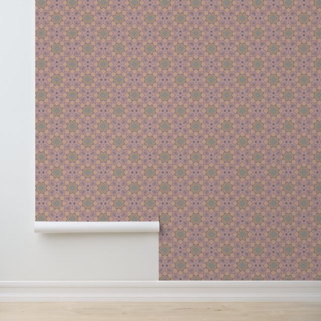Modern Elegant Mandala Floral Pattern Pink Wallpaper (Application)
