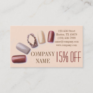 modern elegant manicure nails nail salon discount card