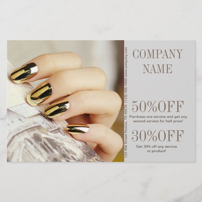 modern elegant manicure nails nail salon flyer (Front)