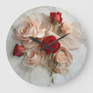 Modern elegant Marble and rose fusion Art Large Clock
