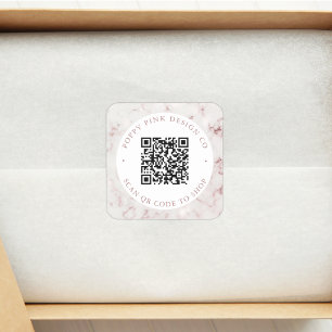 Modern Elegant Marble Custom QR Code Shop Sticker