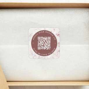 Modern Elegant Marble Custom QR Code Shop Sticker