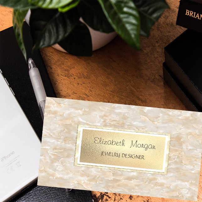 Modern Elegant  Marble, Frame Jewellery Designer Business Card (Creator Uploaded)