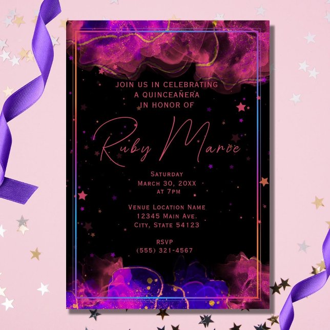 Modern Elegant Marble Geode Quinceanera Invitation (Creator Uploaded)