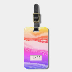 Modern Elegant Marble Glitter monogrammed Name Luggage Tag