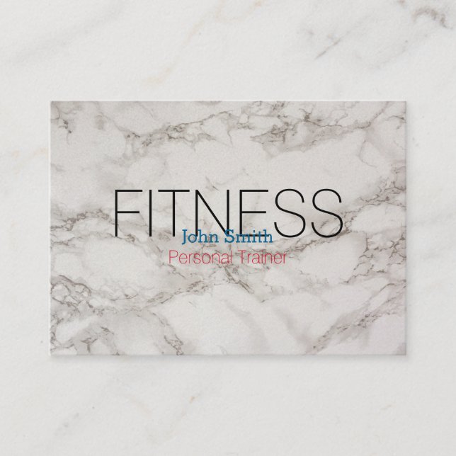 Modern Elegant Marble Personal Fitness Trainer Business Card (Front)