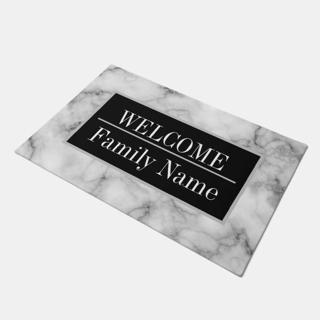 Modern Elegant Marble Welcome Doormat (Angled)