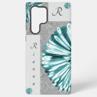 Modern Elegant Marbled Diamond Flower Teal