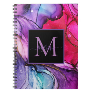 Modern Elegant Marbled Monogram Notebook