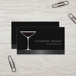 Modern elegant martini cocktail glass bartender business card