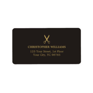 Modern Elegant Masculine Dark Faux Gold Salon Label