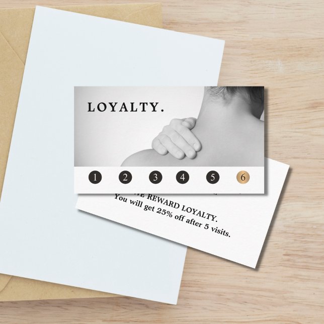 Modern Elegant Massage Therapist Grey Gold Loyalty Card (Creator Uploaded)